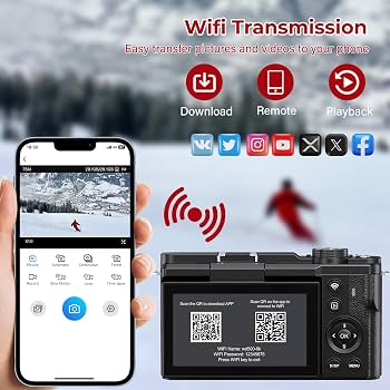 Amazon | 8Kデジタルカメラ - 写真撮影用88MP WiFiカメラ - YouTube用